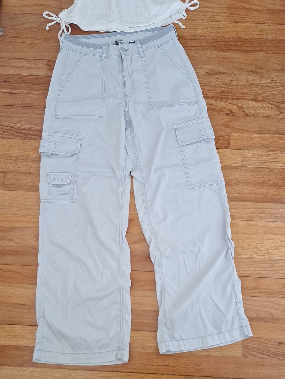 Wide Leg Cargo Pants Womrns High Waist Cargo Pants Light Blue - Picture 2 of 10